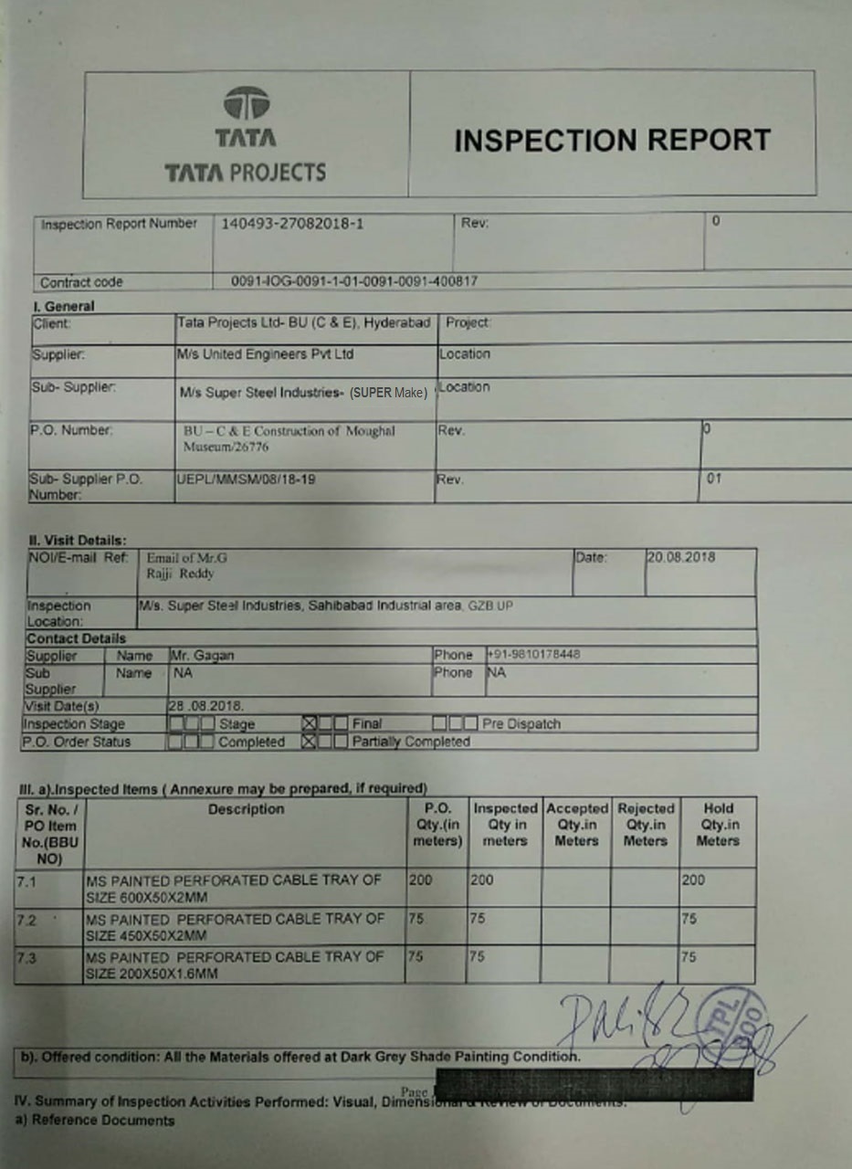 TATA Inspection Report-1